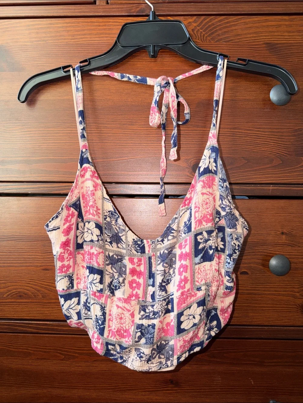 Free People Rae Halter Top Floral Smocked Back Size Small
